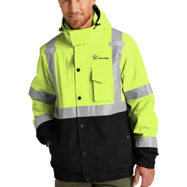 Embroidered Omni Fiber - Ansi 107 Class 3 Waterproof Insulated Ripstop Bomber Jacket Thumbnail